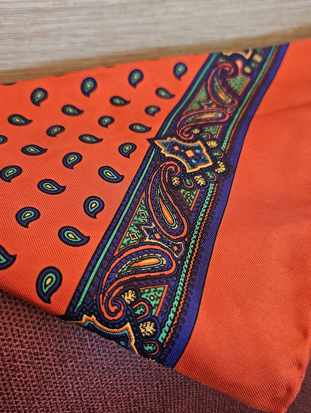Polo Ralph Lauren Silk Scarf, Ralph Lauren Orange Scarf, Made In Italy Orange